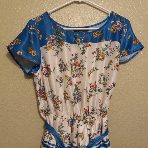 Modcloth Satin Floral Sunlit Reverie Dress Belted - Picture 3 of 6